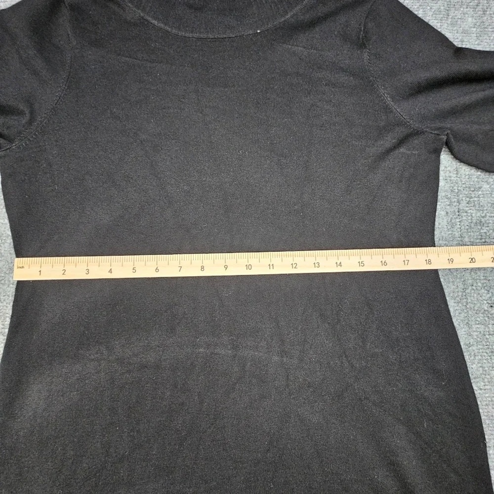 Calvin Klein Women Black Mock Neck Embellished Sheath Dress Long‎ Sleeve L